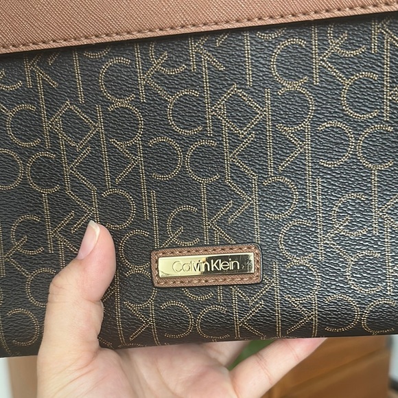 NWOT Calvin Klein Brown Satchel with Monogram Design - Picture 2 of 8